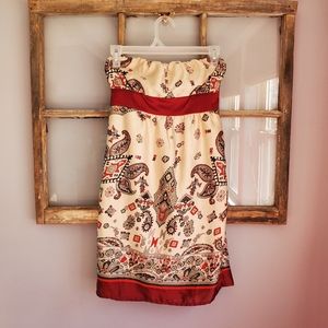 Vintage Forever 21 Boho Belted Strapless Dress